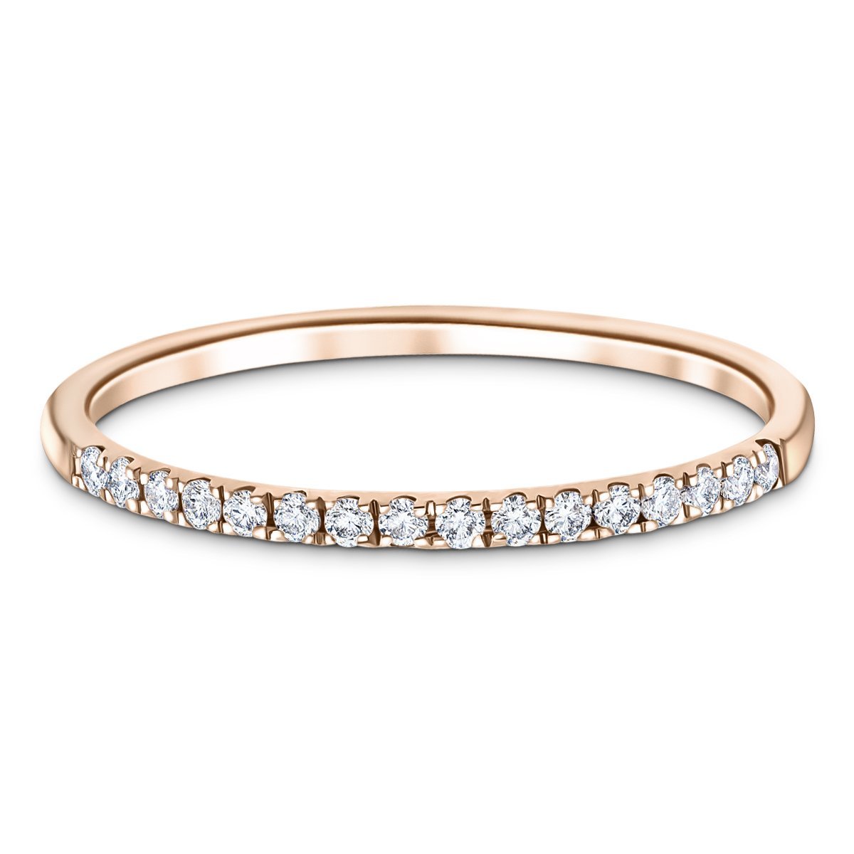 15 Stone Half Eternity Ring 0.20ct G/SI Diamonds in 18k Rose Gold - All Diamond