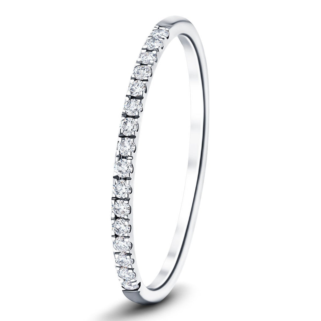 15 Stone Half Eternity Ring 0.20ct G/SI Diamonds in 18k White Gold - All Diamond