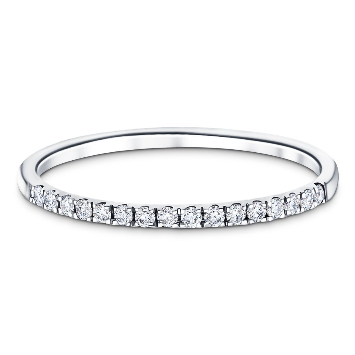 15 Stone Half Eternity Ring 0.20ct G/SI Diamonds in 18k White Gold - All Diamond