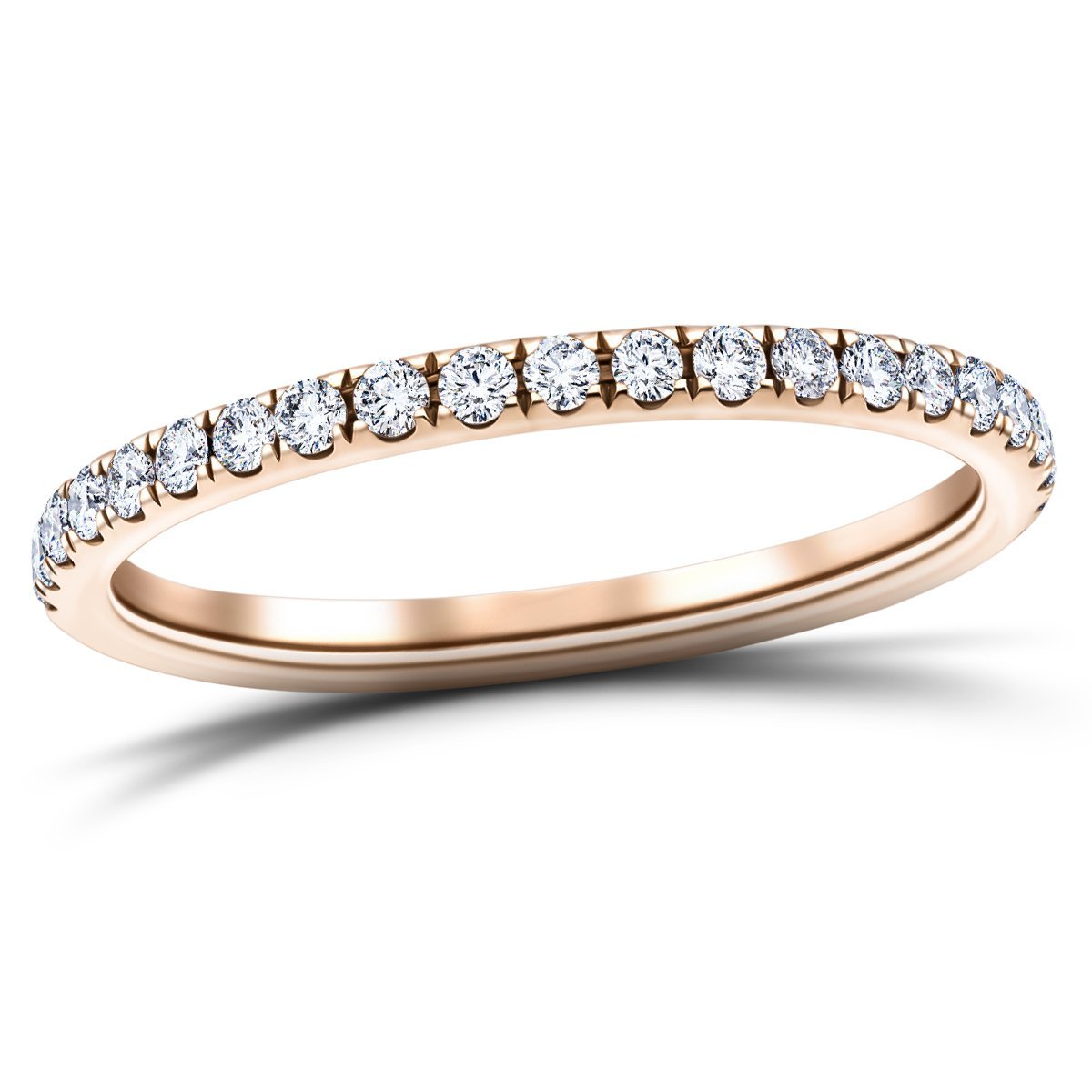 15 Stone Half Eternity Ring 0.45ct G/SI Diamonds in 18k Rose Gold - All Diamond