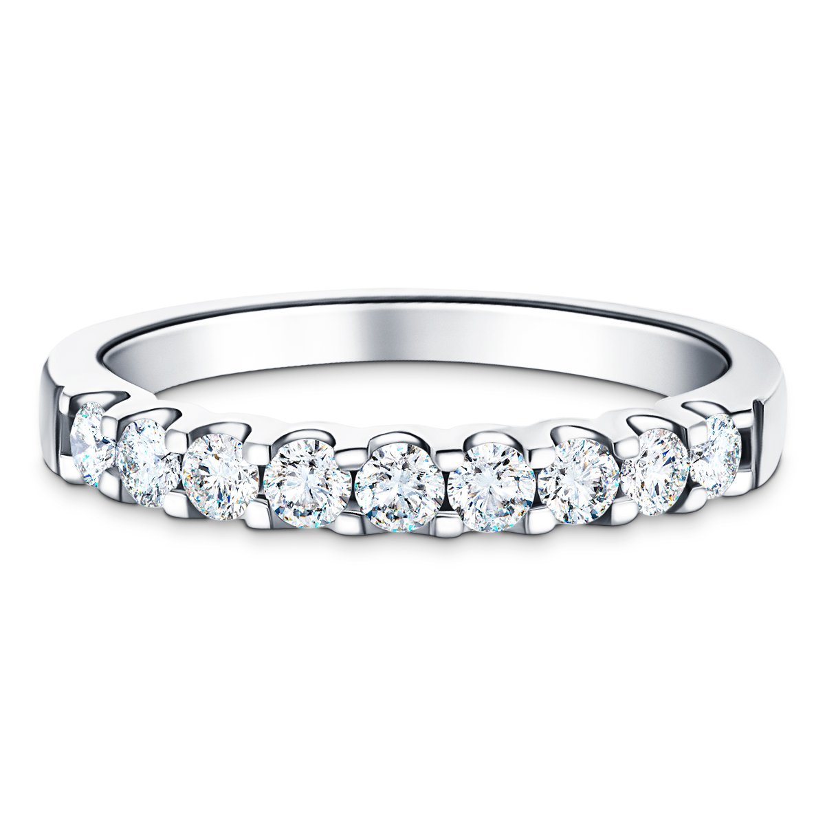 15 Stone Half Eternity Ring 0.50ct G/SI Diamonds in 18k White Gold 2.3mm - All Diamond