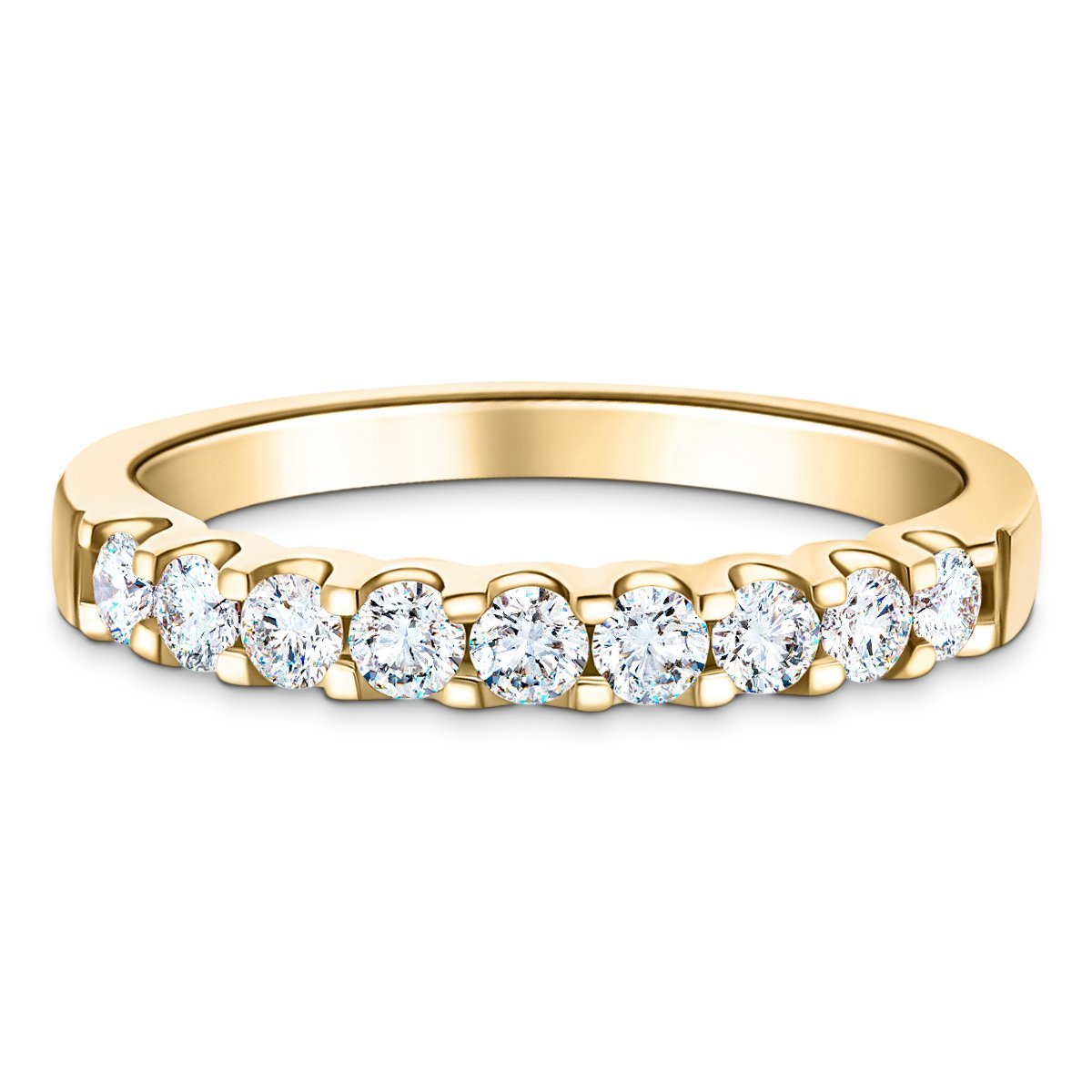 15 Stone Half Eternity Ring 0.50ct G/SI Diamonds in 18k Yellow Gold 2.3mm - All Diamond