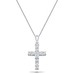 1.50ct Classic Claw Set Diamond Cross Pendant in 18K White Gold - All Diamond