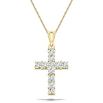 1.50ct Classic Claw Set Diamond Cross Pendant in 18K Yellow Gold - All Diamond