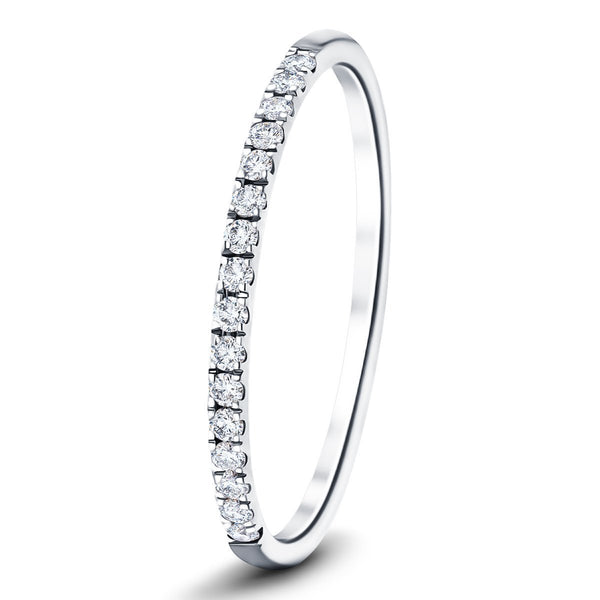 16 Stone Half Eternity Ring 015Ct Gsi Diamonds In 18K White Gold