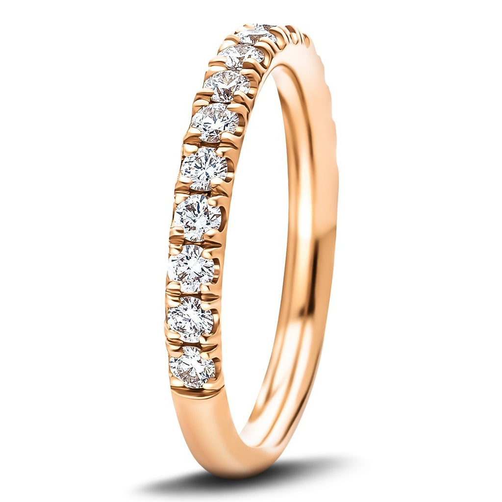 16 Stone Half Eternity Ring 0.80ct G/SI Diamonds in 18k Rose Gold - All Diamond