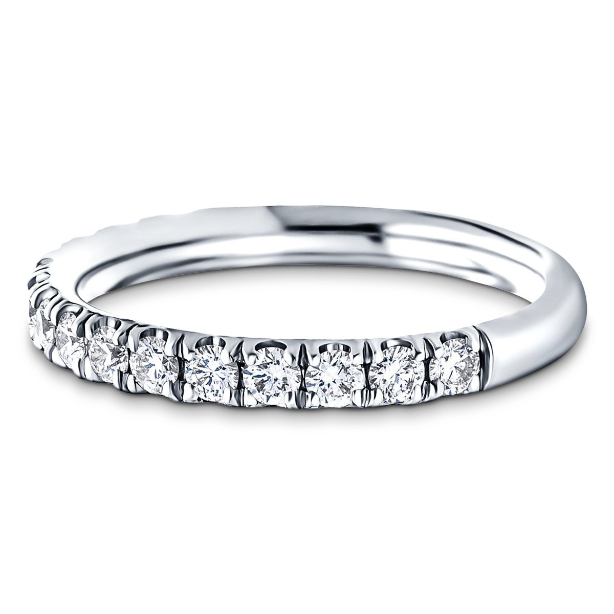 16 Stone Half Eternity Ring 0.80ct G/SI Diamonds in 18k White Gold - All Diamond