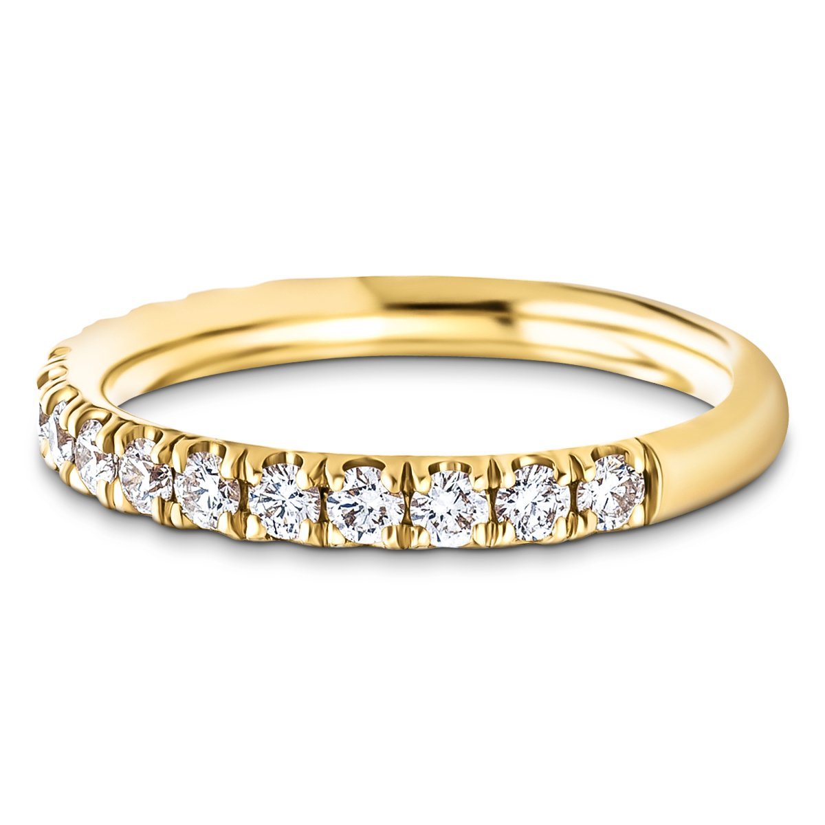 16 Stone Half Eternity Ring 0.80ct G/SI Diamonds in 18k Yellow Gold - All Diamond