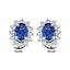 1.60ct Blue Sapphire & Diamond Oval Cluster Earrings 18k Whtie Gold - All Diamond