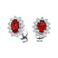 1.60ct Ruby & Diamond Oval Cluster Earrings 18k White Gold