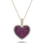 1.67ct Ruby & 0.43ct Diamond Heart Shaped Necklace in 18k Rose Gold