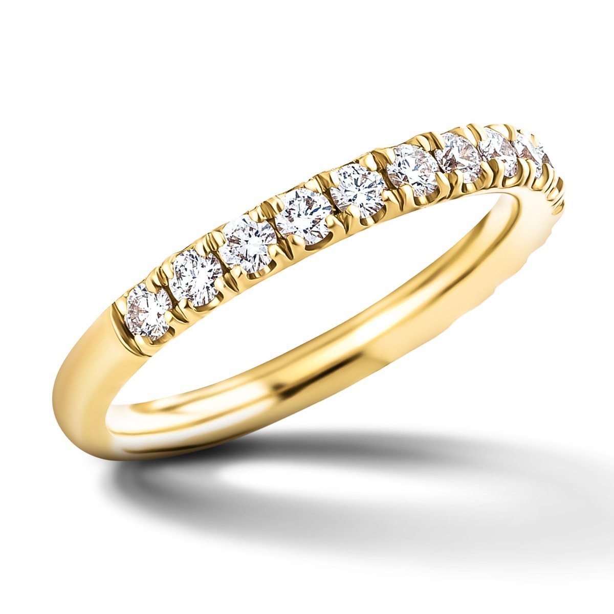 17 Stone Half Eternity Ring 0.65ct G/SI Diamonds in 18k Yellow Gold - All Diamond