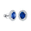 1.70ct Blue Sapphire & Diamond Oval Cluster Earrings 18k White Gold