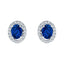 1.70ct Blue Sapphire & Diamond Oval Cluster Earrings 18k White Gold - All Diamond