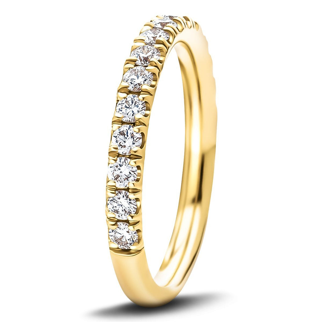 18 Stone Half Eternity Ring 0.50ct G/SI Diamonds in 18k Yellow Gold - All Diamond