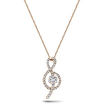 18K Rose Gold 0.40ct Diamond Treble Clef Music Pendant Necklace - All Diamond