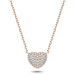 18K Rose Gold 0.50ct Diamond Heart Necklace - All Diamond