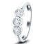 18k White Gold 0.25ct G/SI Diamond Three Stone Bezel Set Ring - All Diamond