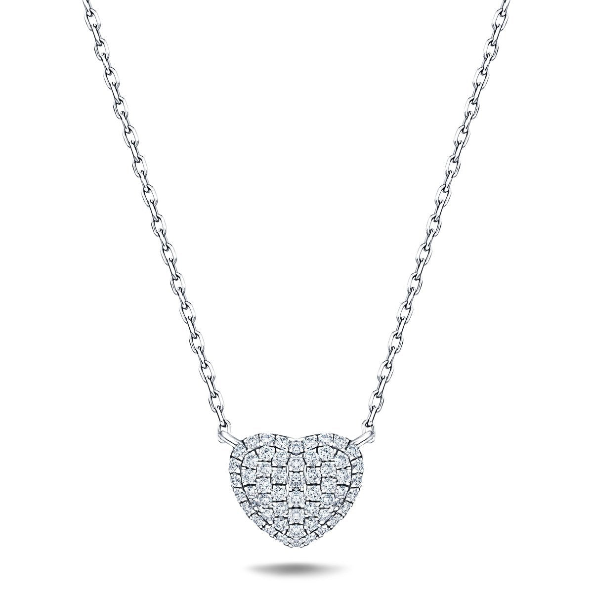 18K White Gold 0.50ct Diamond Heart Necklace - All Diamond