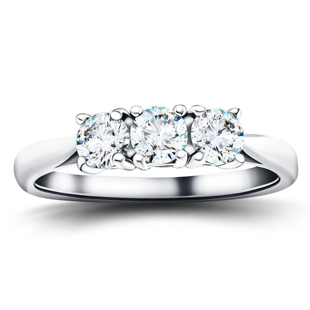 18k White Gold 0.60ct G/SI Diamond Three Stone Ring - All Diamond