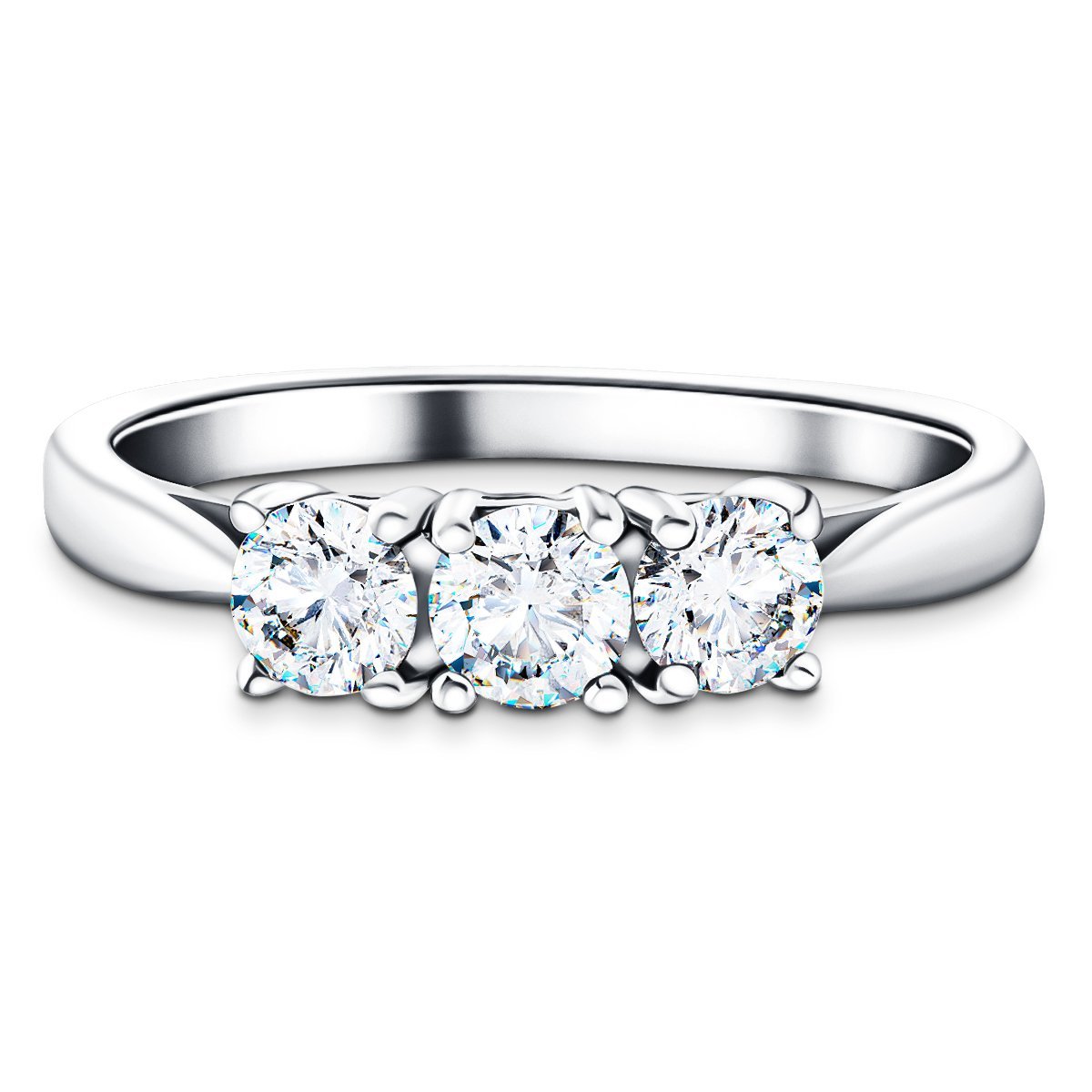 18k White Gold 0.60ct G/SI Diamond Three Stone Ring - All Diamond