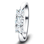 18k White Gold 0.75ct G/SI Diamond Three Stone Ring - All Diamond