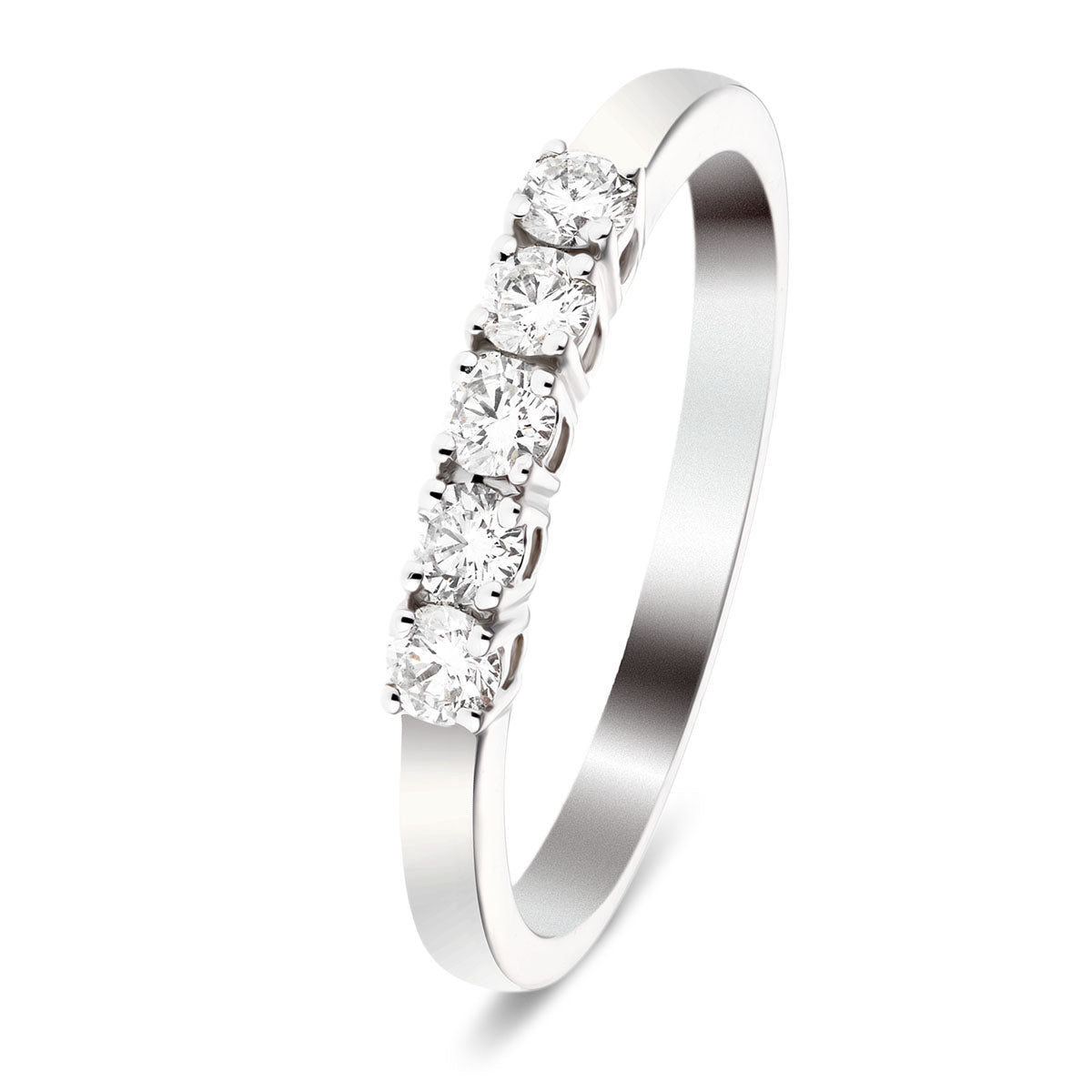 18k White Gold 5 Stone Diamond Eternity Ring 0.33ct in G/SI Quality - All Diamond