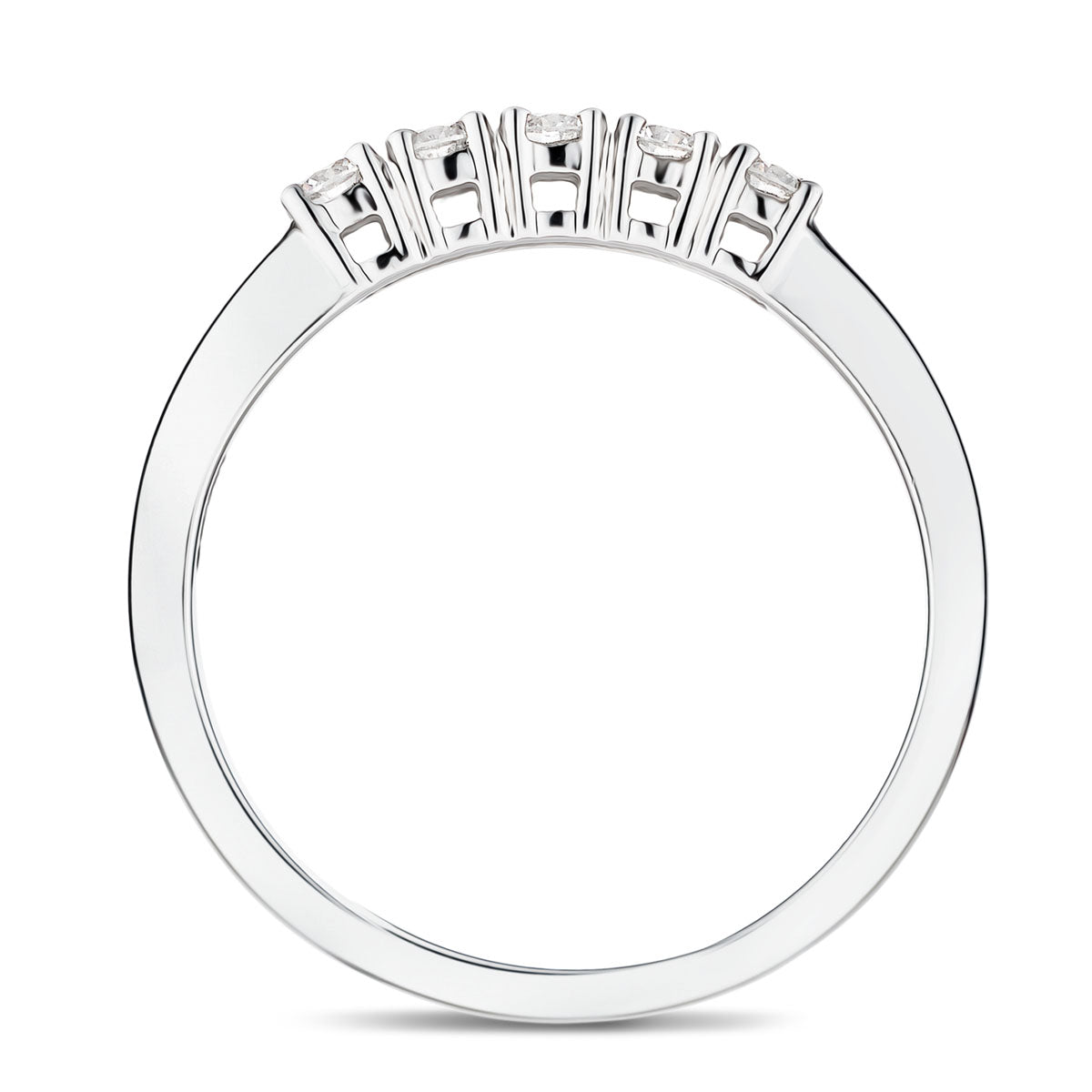 18k White Gold 5 Stone Diamond Eternity Ring 0.33ct in G/SI Quality - All Diamond