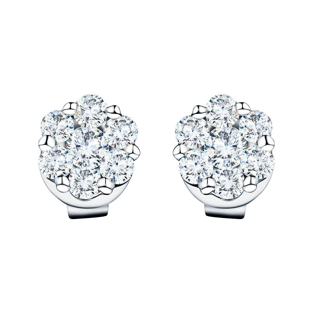 18k White Gold Diamond Cluster Earrings 0.30ct in G/SI Quality - All Diamond