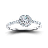 18k White Gold Halo Engagement Ring Side Stones 0.40ct G/SI Quality - All Diamond