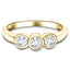 18k Yellow Gold 0.25ct G/SI Diamond Three Stone Bezel Set Ring - All Diamond