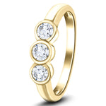 18k Yellow Gold 0.25ct G/SI Diamond Three Stone Bezel Set Ring - All Diamond