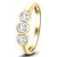 18k Yellow Gold 0.25ct G/SI Diamond Three Stone Bezel Set Ring