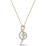 18K Yellow Gold 0.40ct Diamond Treble Clef Music Pendant Necklace - All Diamond