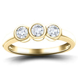 18k Yellow Gold 0.75ct G/SI Diamond Three Stone Bezel Set Ring - All Diamond