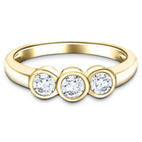 18k Yellow Gold 1.00ct G/SI Diamond Three Stone Bezel Set Ring - All Diamond