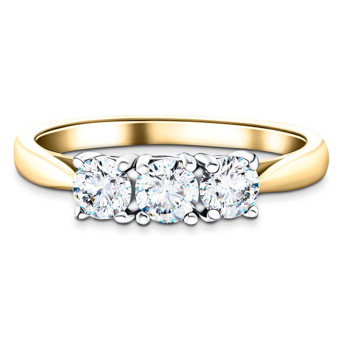 18k Yellow Gold 1.20ct G/SI Diamond Three Stone Ring - All Diamond