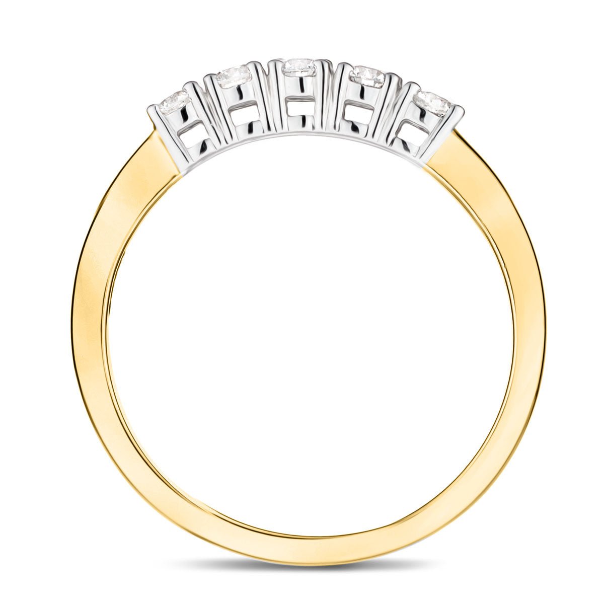 18k Yellow Gold 5 Stone Diamond Eternity Ring 0.50ct in G/SI Quality - All Diamond