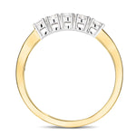 18k Yellow Gold 5 Stone Diamond Eternity Ring 0.50ct in G/SI Quality - All Diamond