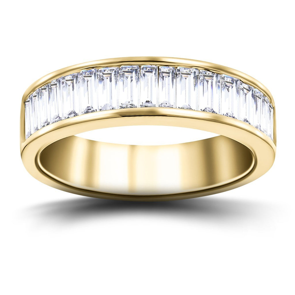 19 Baguette Diamonds Half Eternity Ring 1.00ct 18k Yellow Gold 5.0mm - All Diamond