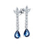 1.90ct Blue Sapphire & Diamond Drop Earrings in 18k White Gold - All Diamond