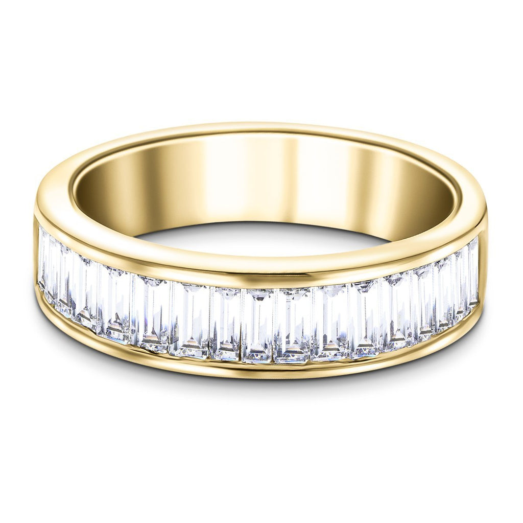 20 Baguette Diamonds Half Eternity Ring 0.75ct 18k Yellow Gold 4.0mm - All Diamond