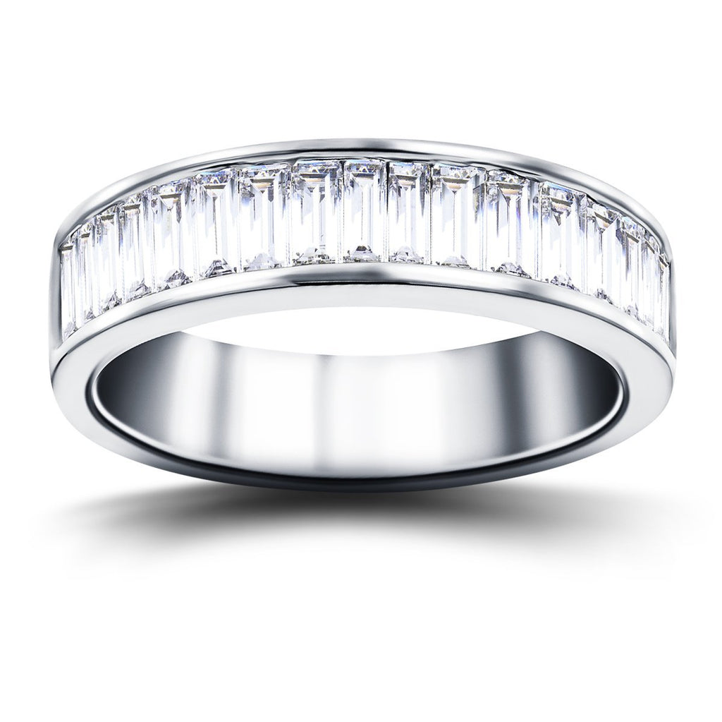 20 Baguette Diamonds Half Eternity Ring 2.00ct 18k White Gold 7.3mm - All Diamond