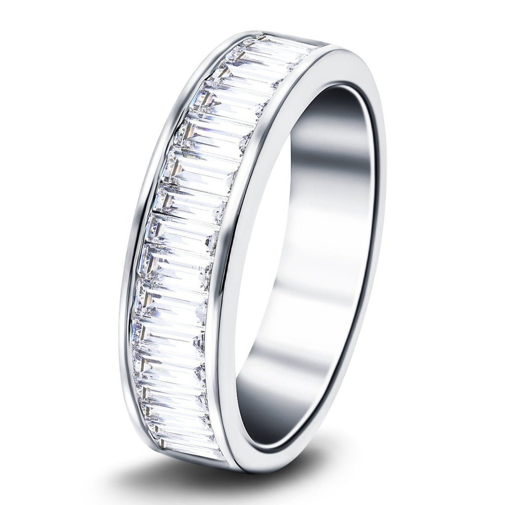 20 Baguette Diamonds Half Eternity Ring 2.00ct 18k White Gold 7.3mm - All Diamond