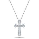 2.00ct Baguette and Round Cut Claw Set Diamond Cross in 18k White Gold - All Diamond