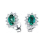 2.00ct Emerald & Diamond Oval Cluster Earrings 18k White Gold