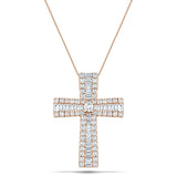 2.30ct Baguette & Round Cut Claw Set Diamond Cross in 18k Rose Gold - All Diamond