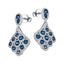 2.30ct Blue Sapphire & Diamond Drop Earrings in 18k White Gold - All Diamond