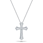 3.00ct Baguette & Round Claw Set Diamond Cross in 18k White Gold - All Diamond