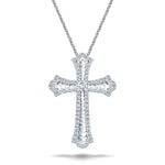 3.00ct Baguette & Round Claw Set Diamond Cross in 18k White Gold - All Diamond